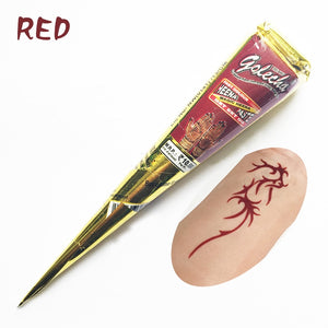 Body Paint Indian GOLECHA Henna Cones Red Brown Black Color 3 Piece + 15 Stencils 6*6cm Temporary Tattoo Kits Body Art  Ink