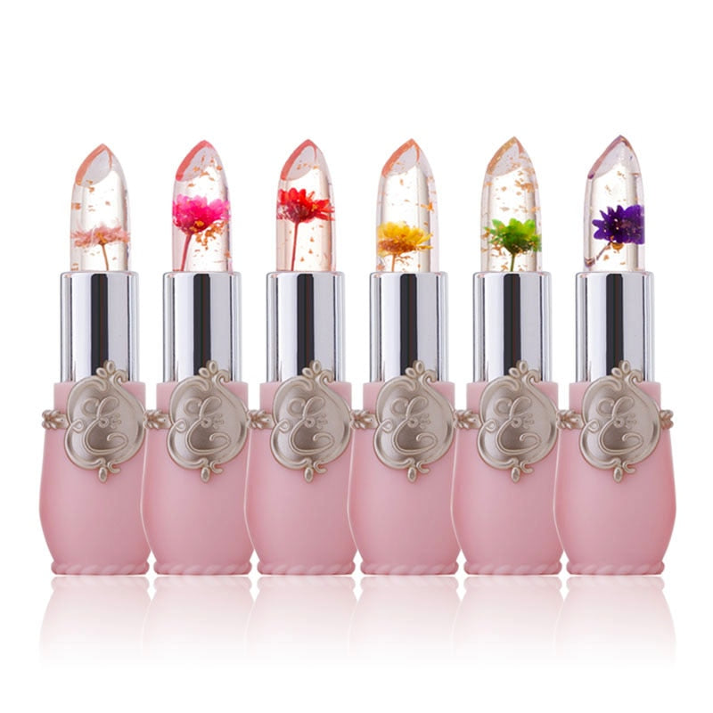 New Arrivals Waterproof Lip Stick Brand Cosmetics Long Lasting Temperature Color Change Jelly Lipstick with Flower