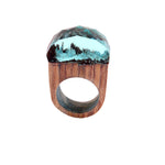 Secret Landscape Handmade Wood & Resin Ring Size 8