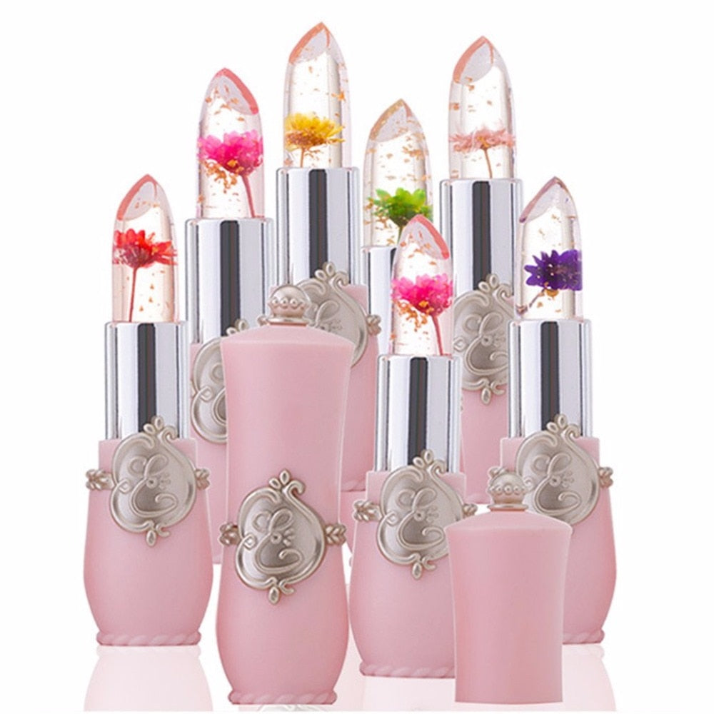 Portable Temperature Color Change Lipstick Lip Stick Makeup Tool Moisturizer Waterproof Long Lasting Jelly Flower Transparent