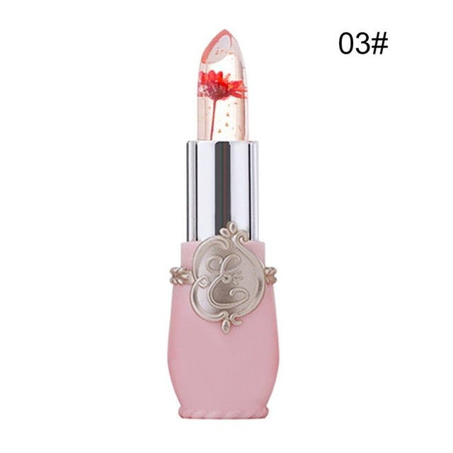 Portable Temperature Color Change Lipstick Lip Stick Makeup Tool Moisturizer Waterproof Long Lasting Jelly Flower Transparent