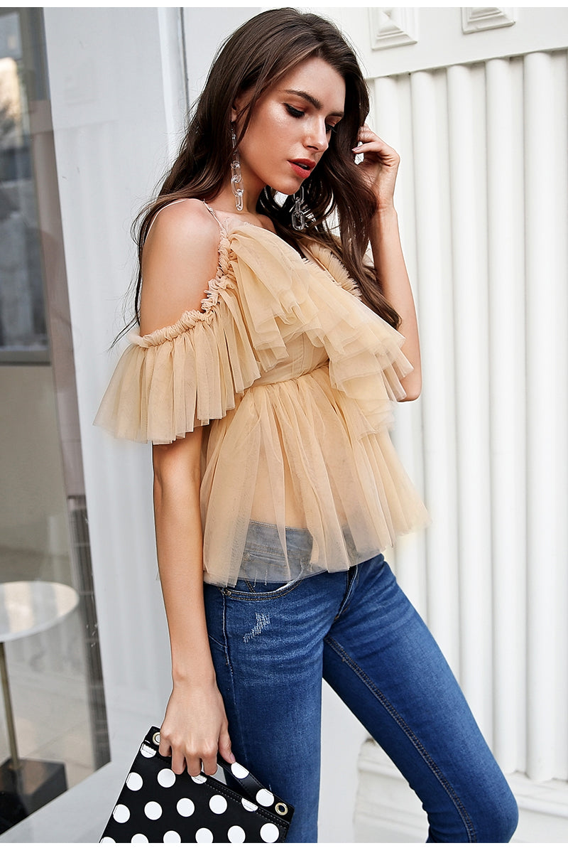 Elegant Boho/Victorian Ruffle Lace-Up Peplum Top -Fave Spring Pick!