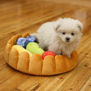 Cute Fruit Tart Pet Bed With Five Fruit Toys