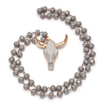 Boho Bull Skull Pendant Necklace