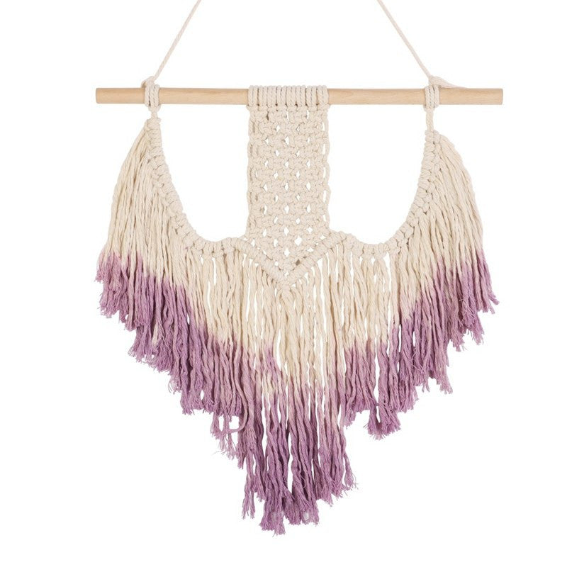 Unique Purple Accent Bohemian Handwoven Macrame Wall Hanging