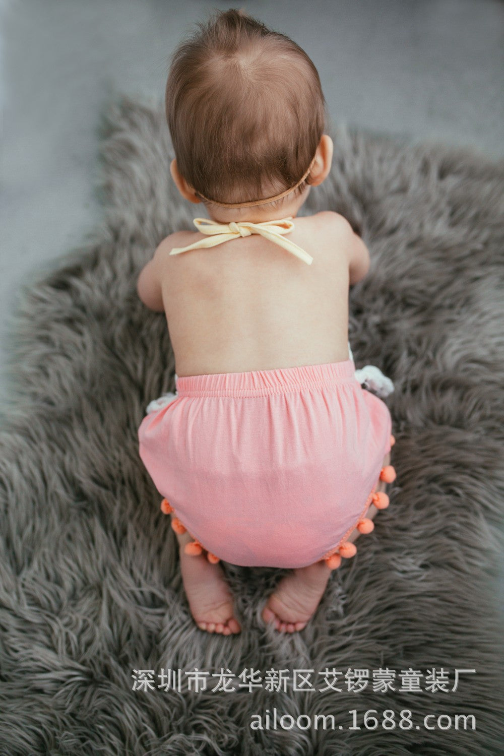 Halt Tassel Sunsuit Romper Baby braided tassel spliced haunch children to wear hair ball.