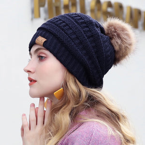 CC Brand Womens Slouchy Boho Beanie With Pom Pom