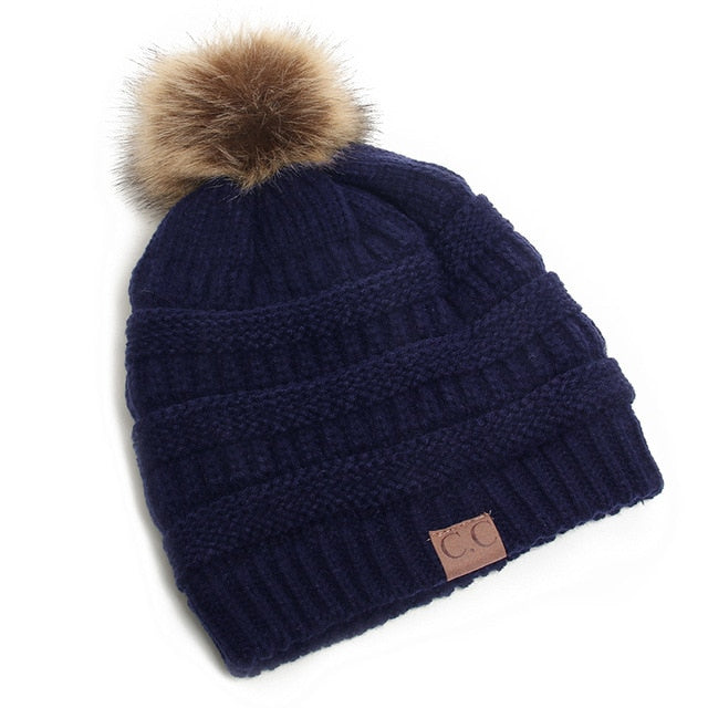 CC Brand Womens Slouchy Boho Beanie With Pom Pom