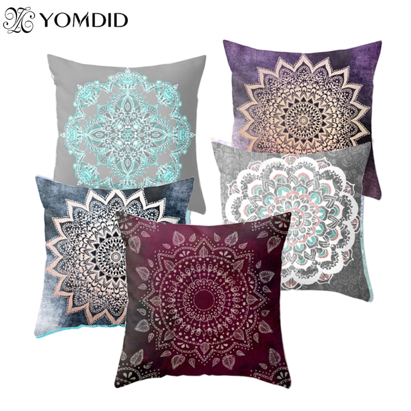 Mandala Cushion Cover Bohemian Style Geometric Pillow Case Decorative Pillow Cover For Sofa Car Home almofada Polyester Material