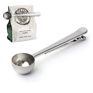 All-In-One Stainless Steele Coffee Measuring Spoon & Bag Clip