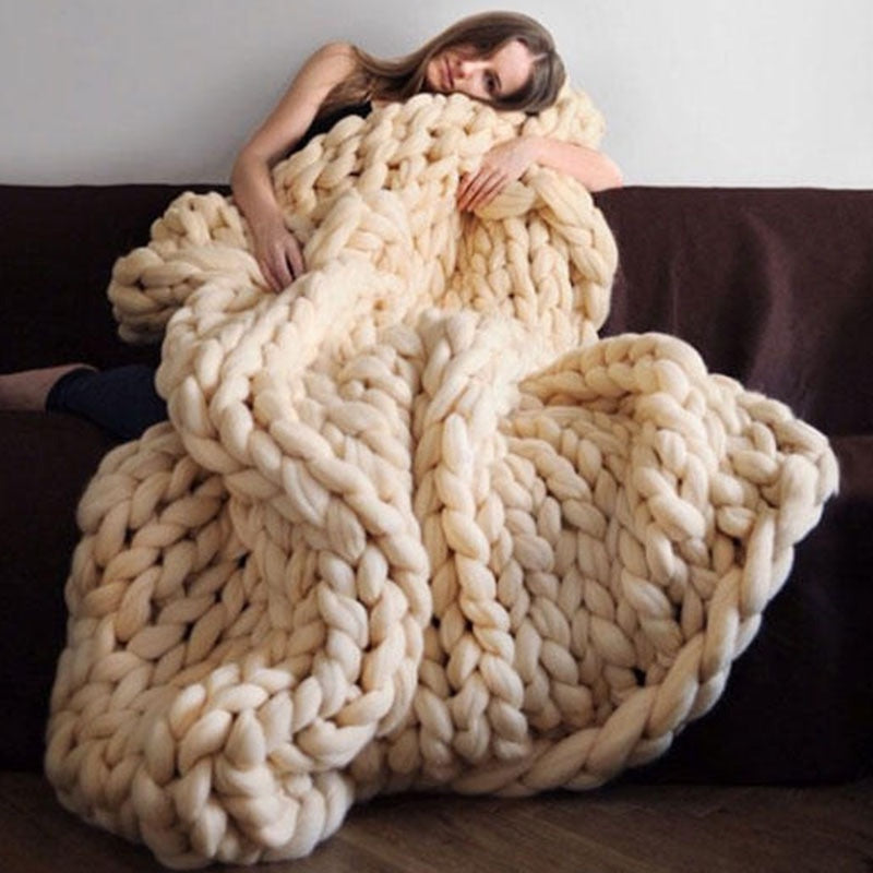 Ultra Plush Chunky Knit Throw Blanket -6 Colors To Choose From