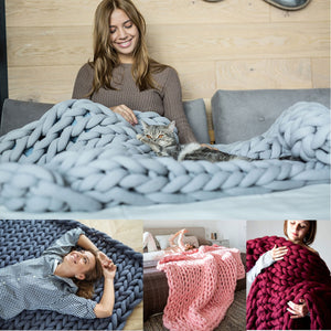 Ultra Plush Chunky Knit Throw Blanket -6 Colors To Choose From