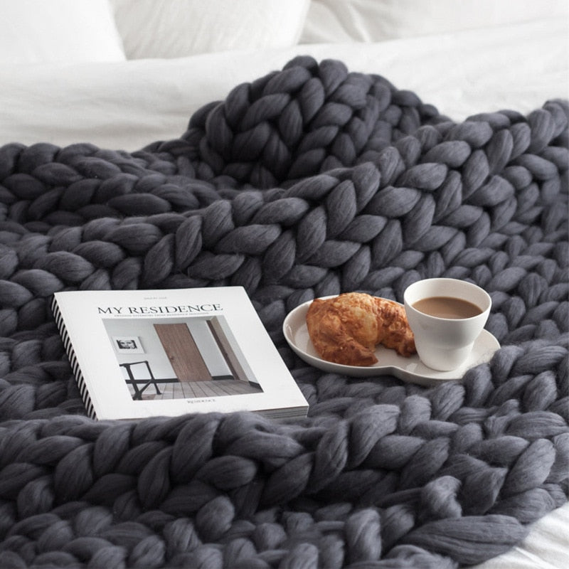 Ultra Plush Chunky Knit Throw Blanket -6 Colors To Choose From