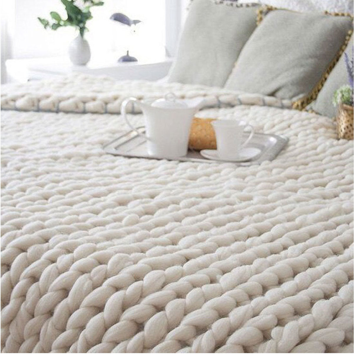 Ultra Plush Chunky Knit Throw Blanket -6 Colors To Choose From