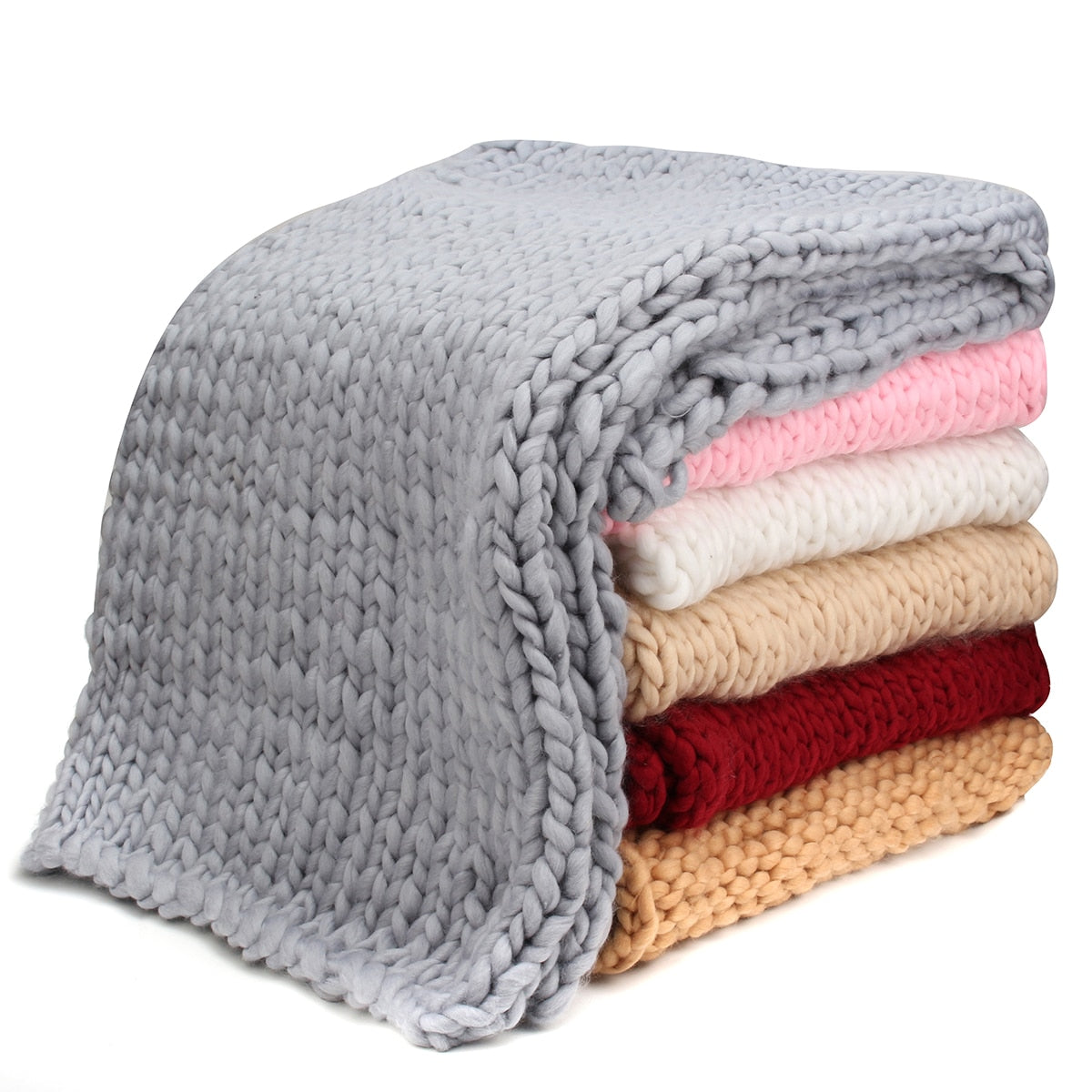 Ultra Plush Chunky Knit Throw Blanket -6 Colors To Choose From