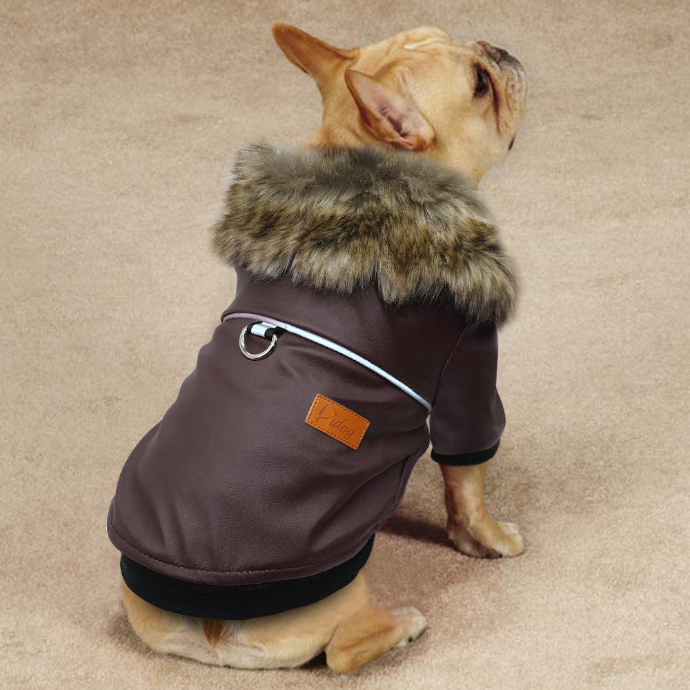 Bomber Dog Jacket With Faux Fur Collar