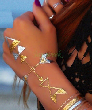 Waterproof Temporary tattoo Sticker gold sliver metallic metalic henna hair tatto  flash tatoo fake tattoos for women 27