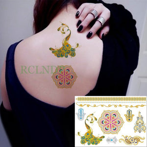 Waterproof Temporary tattoo Sticker gold sliver metallic metalic henna hair tatto  flash tatoo fake tattoos for women 27