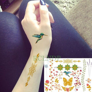 Waterproof Temporary tattoo Sticker gold sliver metallic metalic henna hair tatto  flash tatoo fake tattoos for women 27