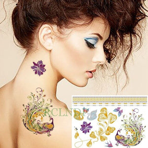 Waterproof Temporary tattoo Sticker gold sliver metallic metalic henna hair tatto  flash tatoo fake tattoos for women 27