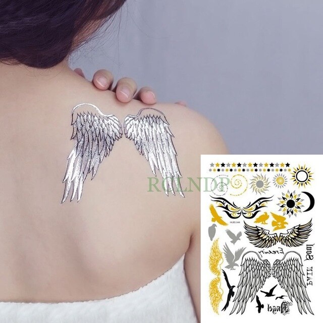 Waterproof Temporary tattoo Sticker gold sliver metallic metalic henna hair tatto  flash tatoo fake tattoos for women 27