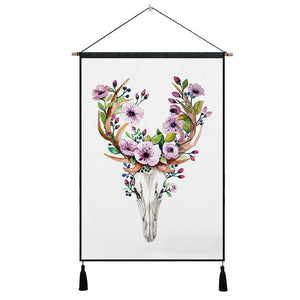 Bohemian Cow Skull & Floral Wall Hanging -11 Designs to Choose From