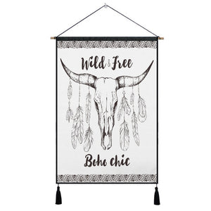 Bohemian Cow Skull & Floral Wall Hanging -11 Designs to Choose From