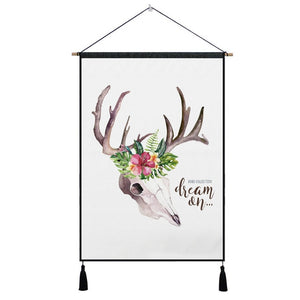 Bohemian Cow Skull & Floral Wall Hanging -11 Designs to Choose From