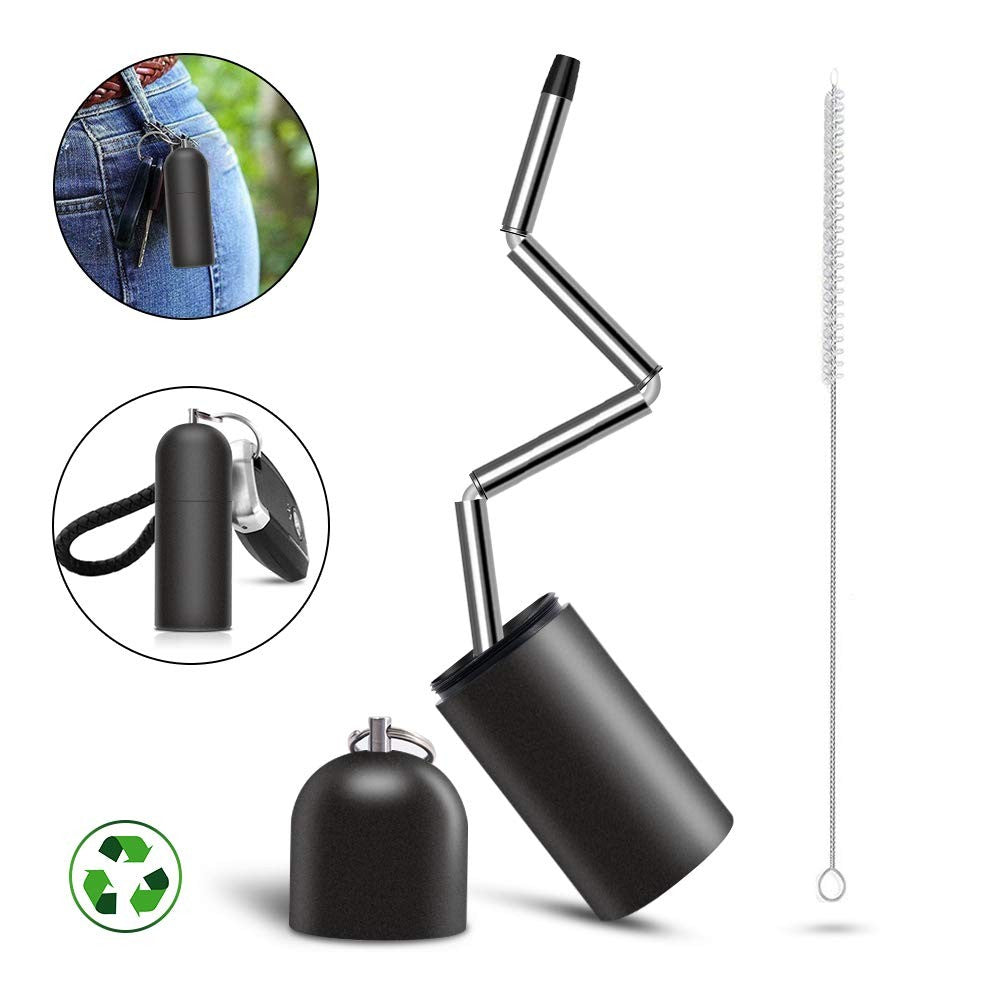 NEW!  Collapsible & Portable Key Chain Metal Straw