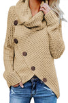 Buttoned Wrap Turtleneck Sweater