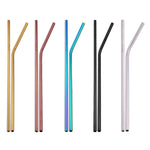 4 Pcs Set Stainless Steel Metal Drinking Reusable Straws -Straight, Bent or Mixed!