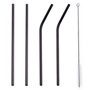 4 Pcs Set Stainless Steel Metal Drinking Reusable Straws -Straight, Bent or Mixed!