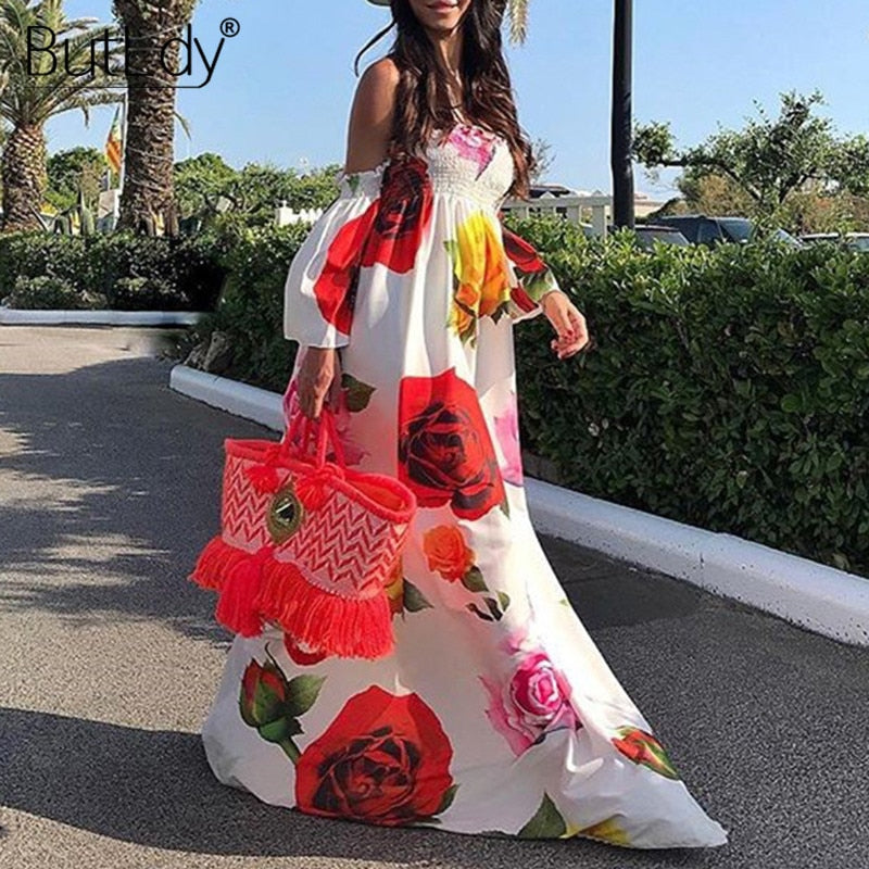 Flower Power Strapless Maxi Sundress