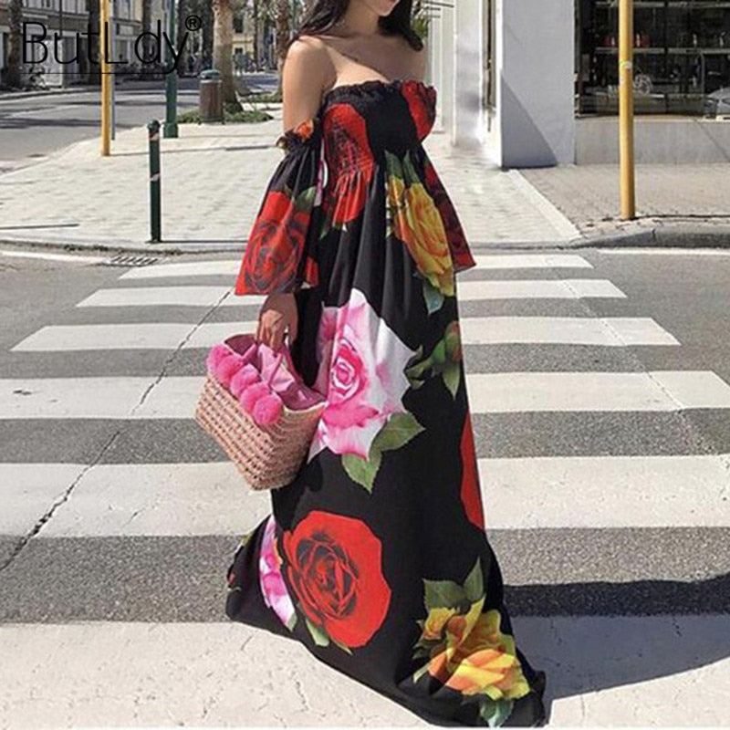 Flower Power Strapless Maxi Sundress