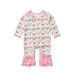 Boho Cow Skull & Floral Print Romper 3M-24M