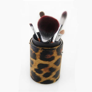 7PCS Makeup Brush Set Leopard Tattoo Makeup Brush Kit Foundation Blusher Eyeshadow Lip Brush Cosmetic Tools Cup Holder Case